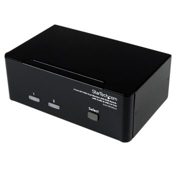 2 Port DVI VGA Dual Monitor KVM Switch USB with Audio