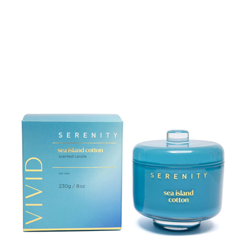 Serenity Vivid 230g Scented Soy Wax Candle - Sea Island Cotton