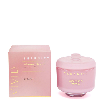 Serenity Vivid 230g Scented Soy Wax Candle - Tuberose & Berries