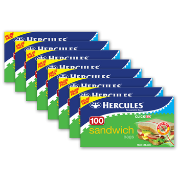 8x 100pc Hercules ClickZip Sandwich Bags