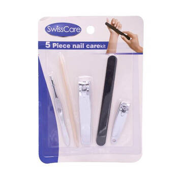 5pc SwissCare Stainless Steel Nail Clipper Manicure Pedicure Care Kit Silver