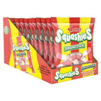 12PK Swizzels Squashies Lollies Original Raspberry & Milk 140g Confectionery