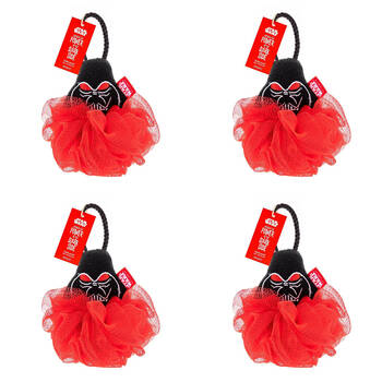 4PK Star Wars Dark Side Darth Vader Shower Loofah Body Cleansing Puff Red