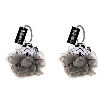 2PK Star Wars Dark Side Storm Trooper Shower Loofah Body Cleansing Puff Grey