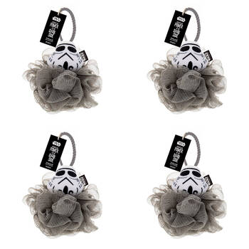 4PK Star Wars Dark Side Storm Trooper Shower Loofah Body Cleansing Puff Grey