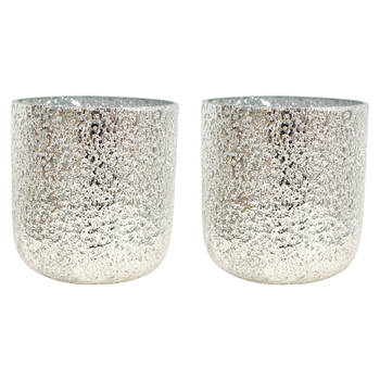 2PK LVD Glass Votive Candle Holder Home Decor 15cm Gold Shimmer