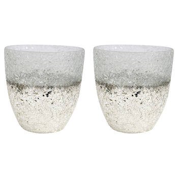 2PK LVD Glass Votive Vase/Candle Holder Home Decor 15cm Crackle
