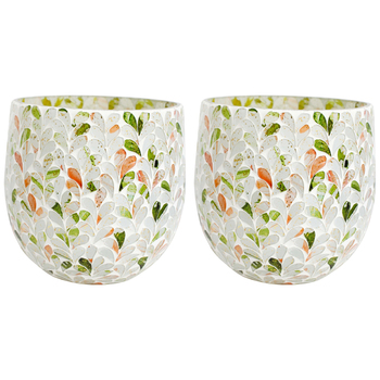 2PK LVD 14x15cm Led Glass Votive Mosaic Mixed Home Decor