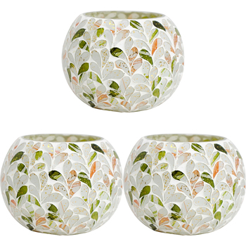 3PK LVD 13x13cm Led Glass Round Mosaic Mixed Home Decor