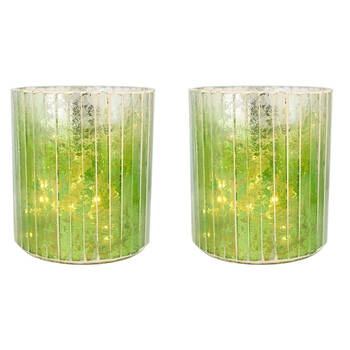 2PK LVD Glass Votive Candle Holder Home Decor 10cm Honeydew