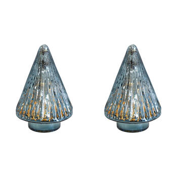 2PK LVD Glossy Glass LED Festive Christmas Tree Decor Small 9x9x14cm Dove