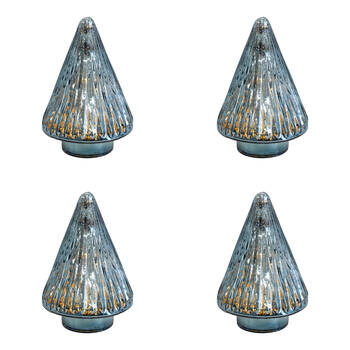 4PK LVD Glossy Glass LED Festive Christmas Tree Decor Small 9x9x14cm Dove