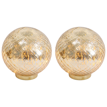 2PK LVD 17x17cm LED Glass Ball Small Home/Living Room Decor - Gold