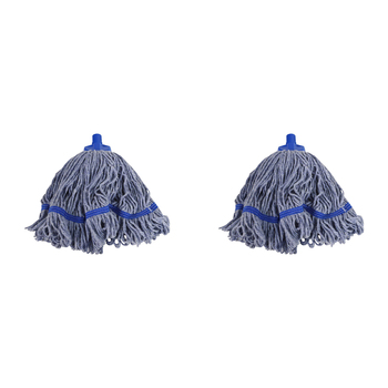 2PK SYR Syrtex 43cm Colour Yarn Floor Cleaning Mop Head Midi - Blue