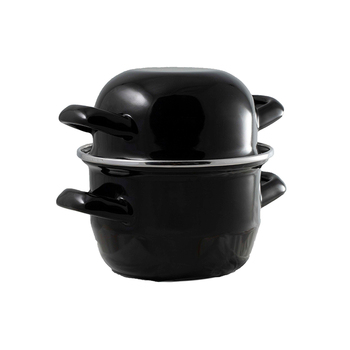 Urban Style Round Enamel 12cm Mussel Pot Cookware - Black