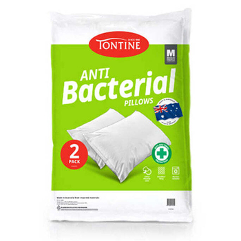 2PK Tontine Anti-Bacterial Medium Sleeping Pillow - White