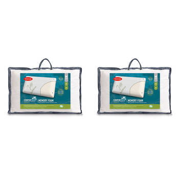 2PK Tontine Comfortech Bamboo Cover Memory Foam Pillow Medium Height