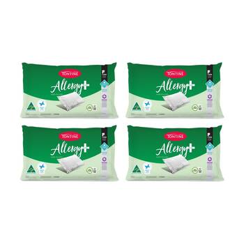 4PK Tontine Allergy Plus Stain Ease Pillow High & Firm Athsma Friendly Standard