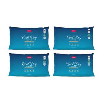 4PK Tontine Classic Comfort Cool Dry Medium Firmness Pillow Standard