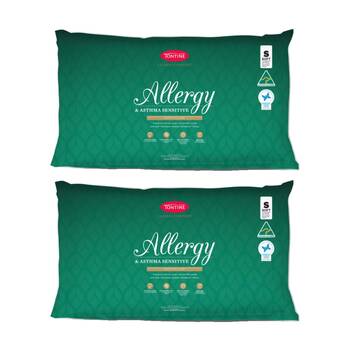 2PK Tontine Classic Comfort Allergy & Asthma Sensitive Pillow Low Soft Standard