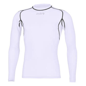 Mitre Neutron Sports Men's Compression LS Top Size LG White