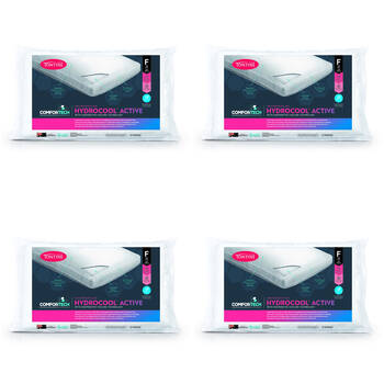 4PK Tontine Comfortech Hydrocool Active Pillow Firm High Profile
