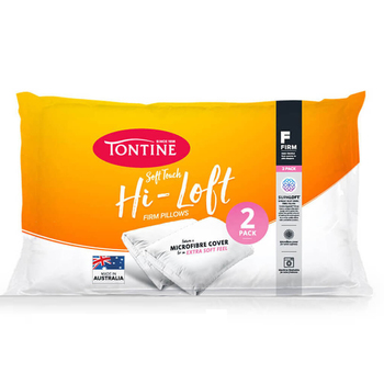 2PK Tontine Hi-Loft Gusset Sleeping Pillow Rectangle White
