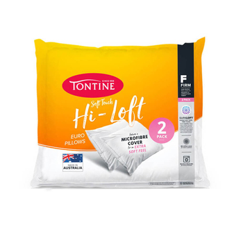 2PK Tontine Hi-Loft Euro Sleeping Pillow Rectangle White