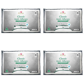 4PK Tontine Luxe Classic Anti Allergy Medium Pillow