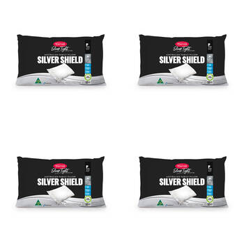 4PK Tontine Sleep Tight Silver Shield Firm Cotton Pillow 46x71cm - White