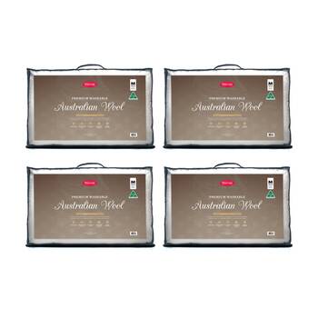 4PK Tontine Australian Washable Wool Surround Medium Pillow Standard
