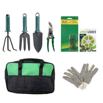 8pc Gardening Kit Set w/ Carry Bag Assorted Colour