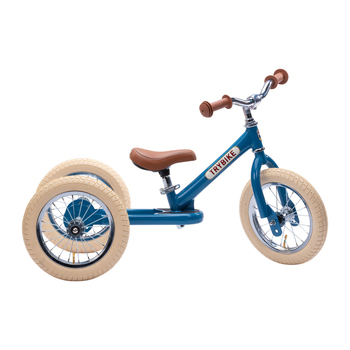 Trybike Blue Vintage 3-Wheel 86cm Balance Bicycle Kids Ride On 18m+