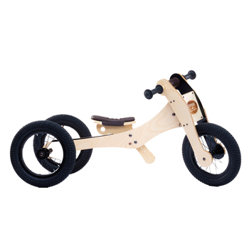 Trybike 107cm Wooden 4-in-1 Balance Bike Kids Ride On 18m+ Brown