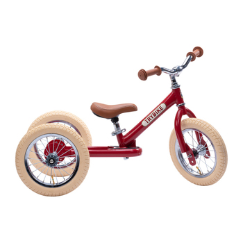 Trybike Vintage 3-Wheel Balance Bike w/ Cream Tyres Kids/Toddler 18m+ Red