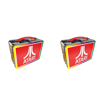 2PK Aquarius Tin Carry All Atari Fun Box Food Storage Lunchbox