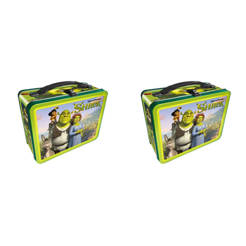 2PK Aquarius Tin Carry All Shrek Fun Box Food Storage Lunchbox