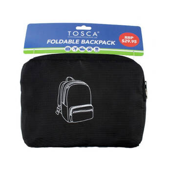 Tosca Foldable Travel Compact Backpack Bag - Black
