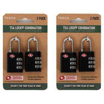 4pc Tosca Travel Luggage Suitcase TSA Combination Lock Black