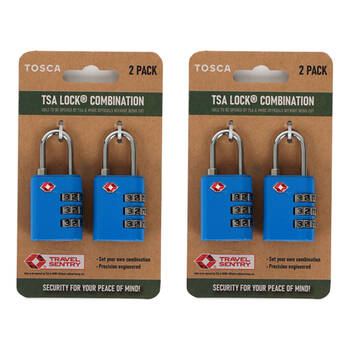 4pc Tosca Travel Luggage Suitcase TSA Combination Lock Blue