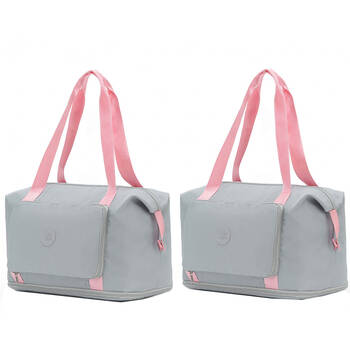 2PK Tosca Foldable & Expandable Holiday/Travel Tote Bag Grey/Pink