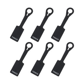 6PK Tosca Silicone Travel Luggage Suitcase Bag Tag Black