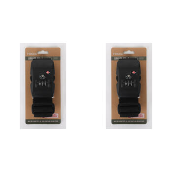 2PK Tosca Travel Luggage Suitcase Strap With TSA Lock Black