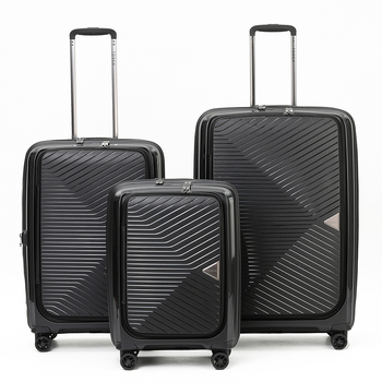 3pc Tosca Space X 20" Carry On 25/29" Trolley Case Set - Black
