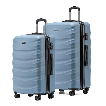 2pc Tosca Interstella 26"/30" Checked Trolley Travel Suitcase Md/Lg - Blue