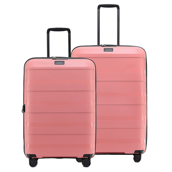 2pc Tosca Comet PP 25"/29" Checked Trolley Travel Suitcase Md/Lg - Coral