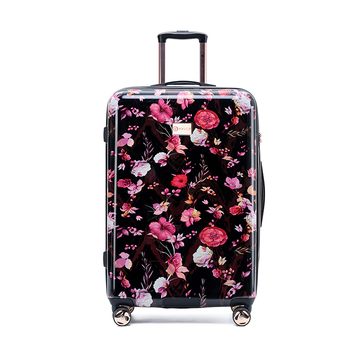 Tosca Bloom 29" Checked Travel Luggage Trolley Suitcase - Black/Pink