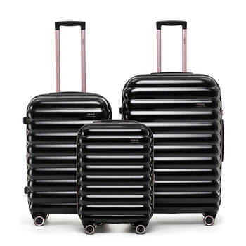 3pc Tosca Como Lightweight Shell Suitcase Set - Black