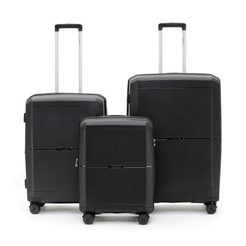 3pc Tosca Globetrotter Wheeled Suitcase Luggage Set - Black