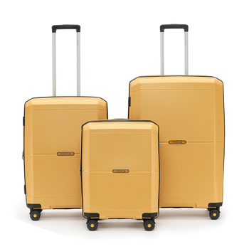3pc Tosca Globetrotter Wheeled Suitcase Luggage Set - Gold